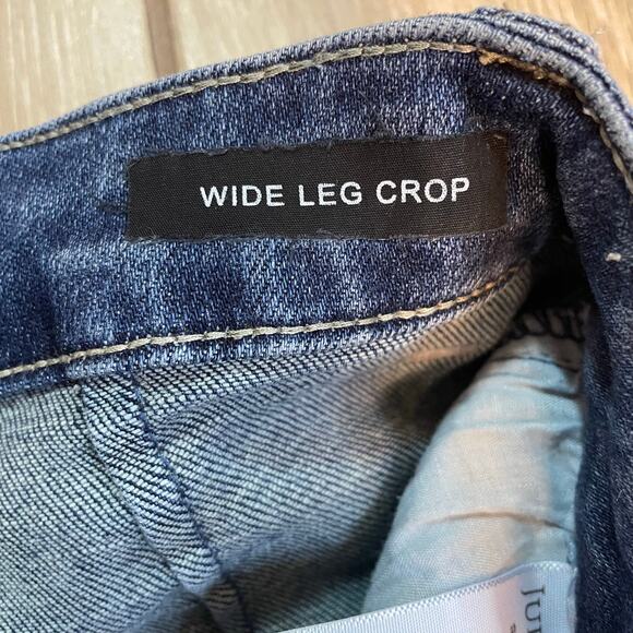 Judy Blue Wide Leg Crop Jeans 3/26 Raw Hem High Rise Stretch Denim Pants - Picture 5 of 12